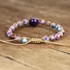 Charm Bracelets Handmade DIY Bracelet Natural Stone Jewelry String Braided Colorful Bohemian Friendship Wrap