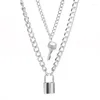 Подвесные ожерелья панк -стиль преувеличенный дизайн блокировки ключ двойное колье для женщин готические густого цепи подарки