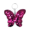 Keychains 1pcs Fish Scale PET Sequin Butterfly Women's Bag Pendant Reflective Shiny Clothing Accessories Keychain For Girls