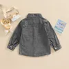 Jackets Infant Kids Baby Boys Denim Jacket Long Sleeve Lapel Button Closure Pocket Decor Casual Streetwear Outer Tops 18M-6T R230805
