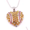 Party Favor Charm Rhinestone Baseball Necklace levererar Softball Pendant Love Heart Ströja smycken Tillbehör Drop Delivery Home G DHRVW