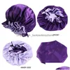 Hair Clippers Accessories Satin Bonnet Adjustable Sleep Cap Silk Wide Band Elastic Slee For Women Curly Drop Delivery Home Garden Ho Dhmmt