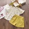 Ensembles de vêtements enfant en bas âge enfants bébé fille chemisier bleu floral T-shirt été 2PCS costume infantile fille vêtements ans nouvelles filles tenues R230805