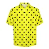 Chemises décontractées pour hommes Chemise de vacances à pois jaunes Taches noires Imprimer Hawaii Hommes Blouses esthétiques Manches courtes Design Tops Plus Size