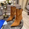 Sexy Seltsame High Heels Spitze Zehen Stiefeletten Mode Damen Schuhe Stiefel Femme Gelb Leder Kurze Stiefel