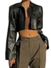 Женская кожаная женщина из искусственных байкерских пиджаков с застежкой -молнией и стегаными рукавами - стильная верхняя одежда для уличной одежды осень моды