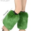 Slippers Women's artificial fur leg insulation boots with vibrant neon fur plush leg shoes cuffs carnival parties calf length socks Z230805