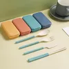 Dinnerware Sets 16PCS/Set Portable Tableware Set Wheat Straw Detachable Cutlery Kit Travel Picnic Camping Lunch