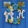 Decorative Flowers Space Decoration Realistic Hydrangea Bow-knot Wreath Elegant Ratten Wedding Party Door Decor No Wither Holiday Flower