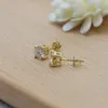 10k 14k Gold Iced Out Basic 4prongs Round Cut Ear Studs 1ct+1ct Vvs Diamond Jewelry for Wedding Daily Wear Party Gift for Girls