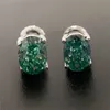 Hip Hop Luxury Icy Jewelry 925 Sterling Silver Vermeil Moissanite Earrings Iced Out Vvs Diamond Green Blue Oval Cut Stud Earring