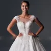 Luxe Dubaï Dentelle Formelle Princesse Robes De Mariée Sexy Dos Ouvert Capuchon Manches De Mariage Robe De Mariée