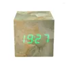 Table Clocks Marble Alarm Clock Wooden LED Timer With Dual Power Supply Voice Control S Wholesale