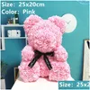 Coroas de flores decorativas Pe Plástico Rosa Artificial Urso Mticolor Espuma Flor Teddy Dia dos Namorados Presente Festa de Aniversário Primavera Deco Dhzhs