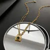 Chains 316L Stainless Steel Retro Simplicity Imitation Green Gemstone Lock Head Pendant Charm Chain Ladies Necklace Fashion Jewelry