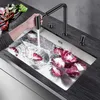 Black Kitchen Sink Faucet 304 Stainless Steel Independent Switch Hot And Cold Water Pull Out 360 Degree Kitchen Mixer Tap