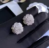 Hoge kwaliteit messing materiaal 925 verzilverde oorknopjes charme vrouwen meisje merk ontwerper brief stalen zegel bloemvorm zirkoon ingelegd bruiloft sieraden oorbel