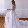 Einfache Spitze, schulterfrei, Strandhochzeitskleid, Illusion, langärmelig, Brautkleid, Landkleider in Übergröße für schwarze Frauen