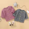 Jacken Säugling Neugeborenes Baby Mädchen solide handgefertigte Blase Ball 3D-Textur gestrickte Strickjacke Herbst Winter warme Outfits Pullover Jacken Mäntel R230805