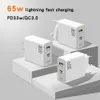 65W GaN USB Charger Type C Charger Adapter PD Charger For iPhone 14 13 12 Pro Xiaomi Samsung Quick Charge 3.0 Fast Phone Charger