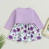 Jackets Infant Baby Girl 2-piece Outfit Sleeveless Crew Neck Bow Flower Print Tank Dress with Jacket Fall Outfit 3-24M R230805