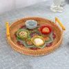 Conjuntos de louças Bandeja de vime Cesta de jacinto Recipiente de armazenamento de frutas Cestas decorativas de vime com alças