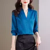 Damesblouses Koreaanse Mode Damesblouse 2023 Vrouwelijke Satijnen Overhemden En Elegante Kantoor Dame Effen OL Basic Tops Casual Dameskleding