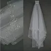 Voile de mariée blanc ivoire deux couches accessoires de mariage en tulle doux voiles de mariage avec cristal Velo de novia273A