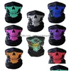 Máscaras de festa Moda Halloween Festival Skl Esqueleto Outdoor Motocicleta Bicicleta Mtifuncional Aquecedor de Pescoço Fantasma Lenço de Pescoço Gota Mágica Dhq3L