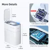 صناديق النفايات 14L الحمام الذكية يمكن أن تلقائيًا إلكترونيًا إلكترونيًا بيضاء غير ملتوية N Sensor Garbage Bin Home 230804