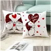 Funda de almohada 45X45Cm Dibujos animados Día de San Valentín Cojín decorativo Er Funda de almohada Sofá Poliéster Almohada Decoración del hogar Venta al por mayor Drop D Dh7Or