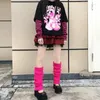 Kvinnliga strumpor randiga lolita japanska leggings arm värmare kvinnor kawaii stickade långa godis fotledsginter gotiska