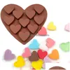 Formas de cozimento 10 buracos em forma de coração Molde de chocolate Bolo de doces Faça você mesmo Sile Cubo de gelo Pudim Pastelaria Biscoito Utensílio de cozinha Drop Delivery H Dh9Cr