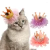 Dog Apparel Pet Birthday Hat Lace Princess Crown Pearl Headdress Hairpin Cat Not Hurt Hair Accessories Clip