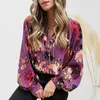 Blouses pour femmes femmes pullover décontracté chemise col en v lanterne à manches longues coupe ample bohême imprimé abstrait Boho Blouse Streetwear