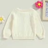 Jackor Baby Girl Sticked Cardigan Solid Crew Neck Knit Crochet Button Sweater Coat Cute Fall Winter Jacket Varma kläder R230805