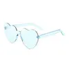 Custom rimless wedding favors color party eyewear one piece heart sun glasses red pink love heart shaped sunglasses wholesale