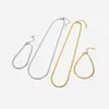 Chains 2023 316L Stainless Steel Gold Plated Flated Link Chain Band Choker Necklace Bracelet Set Jewelry Wholesale