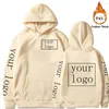 Sweats à capuche pour hommes Votre propre conception Coton Épaissir Marque Logo / Image Personnalisé Texte personnalisé DIY Imprimer Sweat Hommes Casual Warm Tops