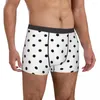 Cueca Clássica com Bolinhas Brancas Preto Bolinhas Padrão Retrô Custom Baú Masculino Elástico Boxer Breve Presente