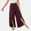 Femmes pantalons fendus jambe large haute taille élastique pantalons de Yoga décontracté solide respirant bas tout match vêtements pour femmes