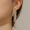 Dangle Earrings Crystal Long Drop Tassell贅沢な女性ジュエリークリスマスウェディングパーティー小麦の高品質のキュービックジルコンの耳