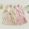 Jackets Kids Infant Baby Girl Summer Outfit Casual Camisole Elastic Pleated Skirt and Sleeveless Jacket Set for Toddler 3-7T R230805