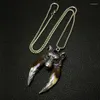 Chains Wolf Tooth Necklace Spike Pendant Necklaces Ethnic Style Brave Men For Warrior Adult Ceremony