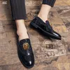 Fashion Dress Shoes Gold Casual Shoes Bright small leather shoes Plus size Gentleman Shoes Party Wedding Shoes A1