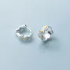 Hoop Earrings Inner 0.9cm Daisy Flower 925 Silver Woman Earring Drip Glue Jewelry Small For Women Female Girls