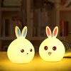 Lampor nyanser LED Rabbit Night Light USB For Children Baby Barn Gift Animal Cartoon Decorative Lamp Bedside Bedroom Living Room M1691 Z230805