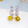 Dangle Earrings QINHUAN Vintage 2 Carat Topaz High Carbon Diamond S925 Sterling Silver Platinum Plated For Women Party Fine Jewelry