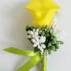 Broschen Bräutigam Braut Corsage Brosche Pu handgemachte Simulation Calla Lily Bouquet Hochzeit Tanz Party