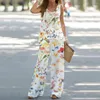 Women's Two Piece Pants Women Summer Suit Breathable Floral Print Sleeveless Vest Set Loose Outfit With Wide Leg Elastic